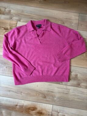 Hot Pink V-Neck Cashmere Cashmere Sweater